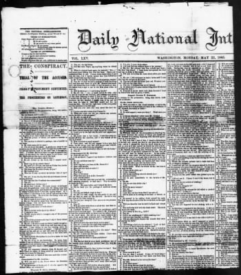 Thumbnail for Issues of the Daily National Intelligencer, May 16-Jun 30, 1865 AND Miscellaneous Records Relating to the Court-Martial