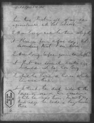 Letters received and Statements of Evidence collected by the Military Commission, pages 70-104 AND Letters received by Col. H. L. Burnett with Endorsements, May 9,-Jun 9, 1865