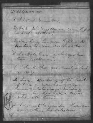 Letters received and Statements of Evidence collected by the Military Commission, pages 70-104 AND Letters received by Col. H. L. Burnett with Endorsements, May 9,-Jun 9, 1865