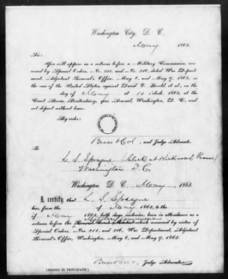 Issues of the Daily National Intelligencer, May 16-Jun 30, 1865 AND Miscellaneous Records Relating to the Court-Martial