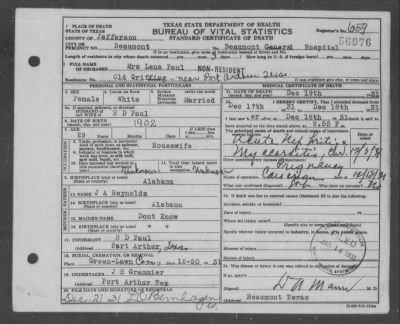 Page 1 in US Texas Death Certificates 1890 1976 Fold3