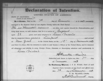 Thumbnail for Adams, Thomas Hamilton > Declaration of Intention (1893)