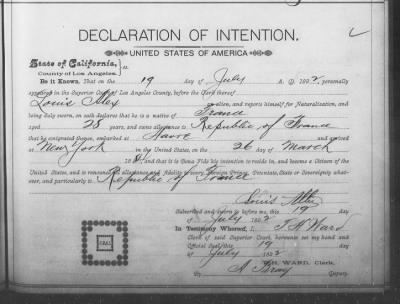 Alex, Louis > Declaration of Intention (1892)