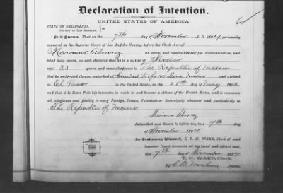 Alvavez, Mariano > Declaration of Intention (1894)