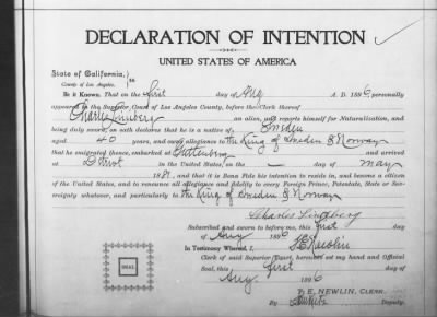 Thumbnail for Limberg, Charles > Declaration of Intention (1896)