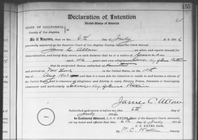 Allan, James C > Declaration of Intention (1906)