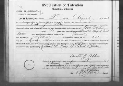 Allen, Austin J > Declaration of Intention (1906)