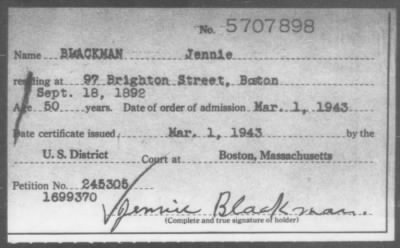 1943 > BLACKMAN, Jennie