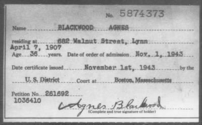 1943 > BLACKWOOD AGNES