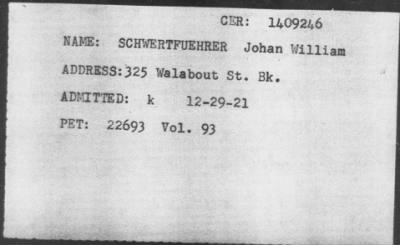 [Illegible] > SCHWERTFUEHRE, Johan William