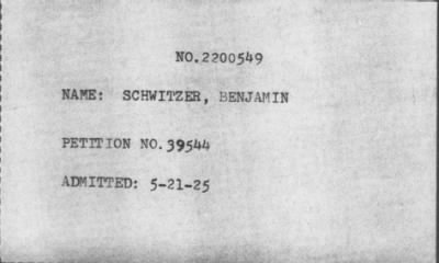 [Illegible] > SCHWITZER, BENJAMIN