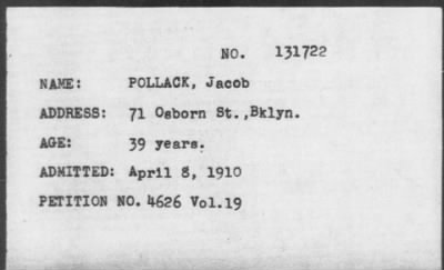 1910 > POLLACK, Jacob