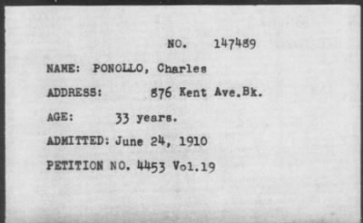 1910 > PONOLLO, Charles