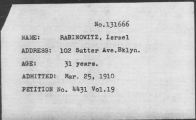 1910 > RABINOWITZ, Israel