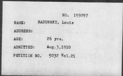 1910 > RADUNSKY, Louis