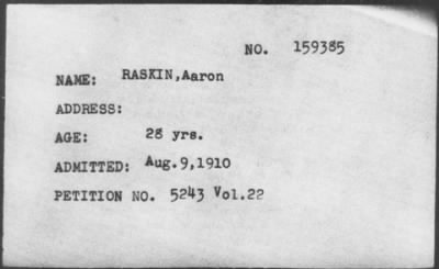 1910 > RASKIN, Aaron