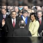 Barack Obama takes the Oath of Office
