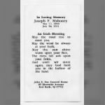 Mahoney, Joseph F 1918-2001 Funeral Card b