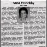 Anna Vesnefsky Obit