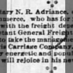 Newton R Adriance 1891 to Become Carriage Co Mgr.jpg
