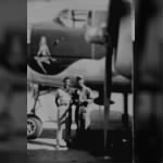 321stBG,447thBS, Lt Forrest Nettles and friend with KATIE, one of his B-25 Combat Ships,1944