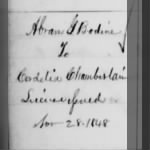 Cordelia Chamberlain 1848 to Abram G. Bodine OH Marr Rec.jpg