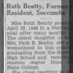 Ruth Beatty 1948 Obit.JPG