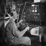 B-29 Flight Engineer at instrument panel
