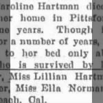 Caroline Rippey Hartman 7 JAN 1915 Monroe Co Mail Death Notice.JPG