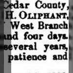 William H Oliphant 1896 Death Notice in The Friend.JPG