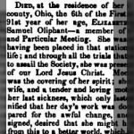Elizabeth Holmes Oliphant 1844 Death Notice in The Friend.JPG