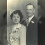 Lester Kamoss and his wife, Edith Schramer.  1951