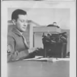 Frank C. Cordova (Daddy) typing in WWII