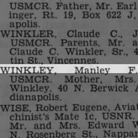 Winkley, Manley F